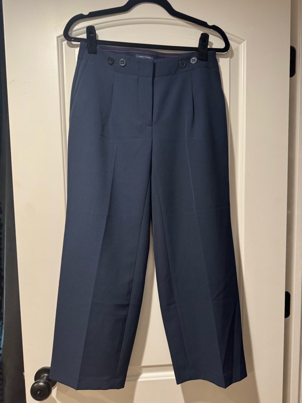Tommy Hilfiger Navy Wide-Leg High-Rise Women's Pants